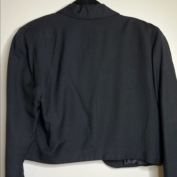 Vintage Doncaster Black Floral Embroidered Open Front Blazer Size 14 - Picture 10 of 14